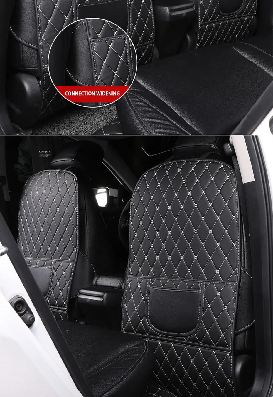 Black Car Seat Protector Pad with Red Stitching