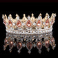 Luxury Retro Gold Color Pink Crystal Round Bridal Crown Classic Baroque Rhinestone Diadem Tiaras Women Wedding Hair Accessories GiFTiFY
