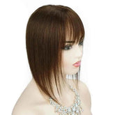 Doreen 13*13cm 8" 12" 16" Topper Hair with Bangs Real Remy Human Hair Toppers for Women With Thin Hair Silk Base with Hair Weft