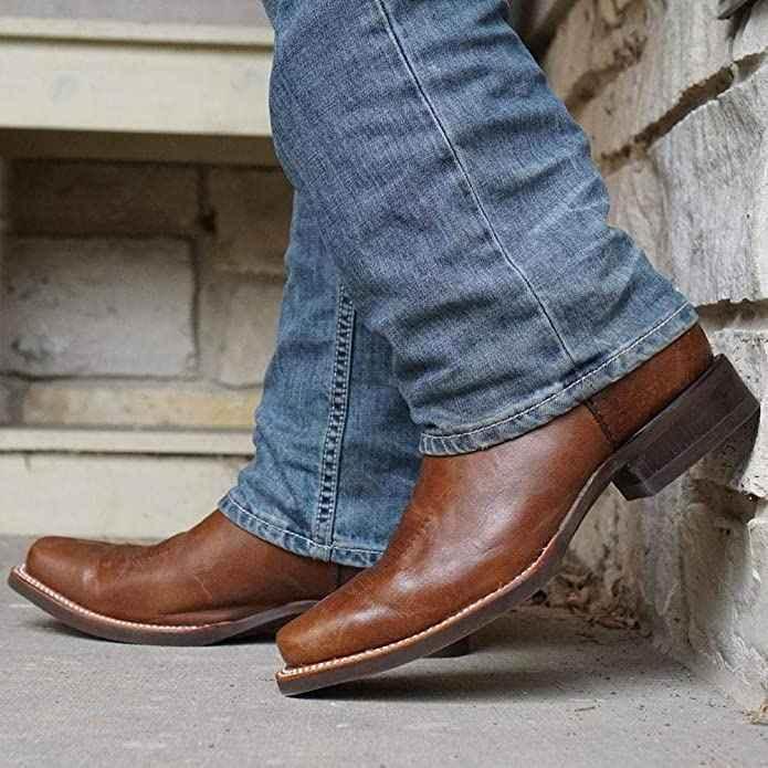 Miel Square Toe Leather Cowboy Boots H4002 - GiFTiFY