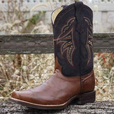 Miel Square Toe Leather Cowboy Boots H4002 - GiFTiFY