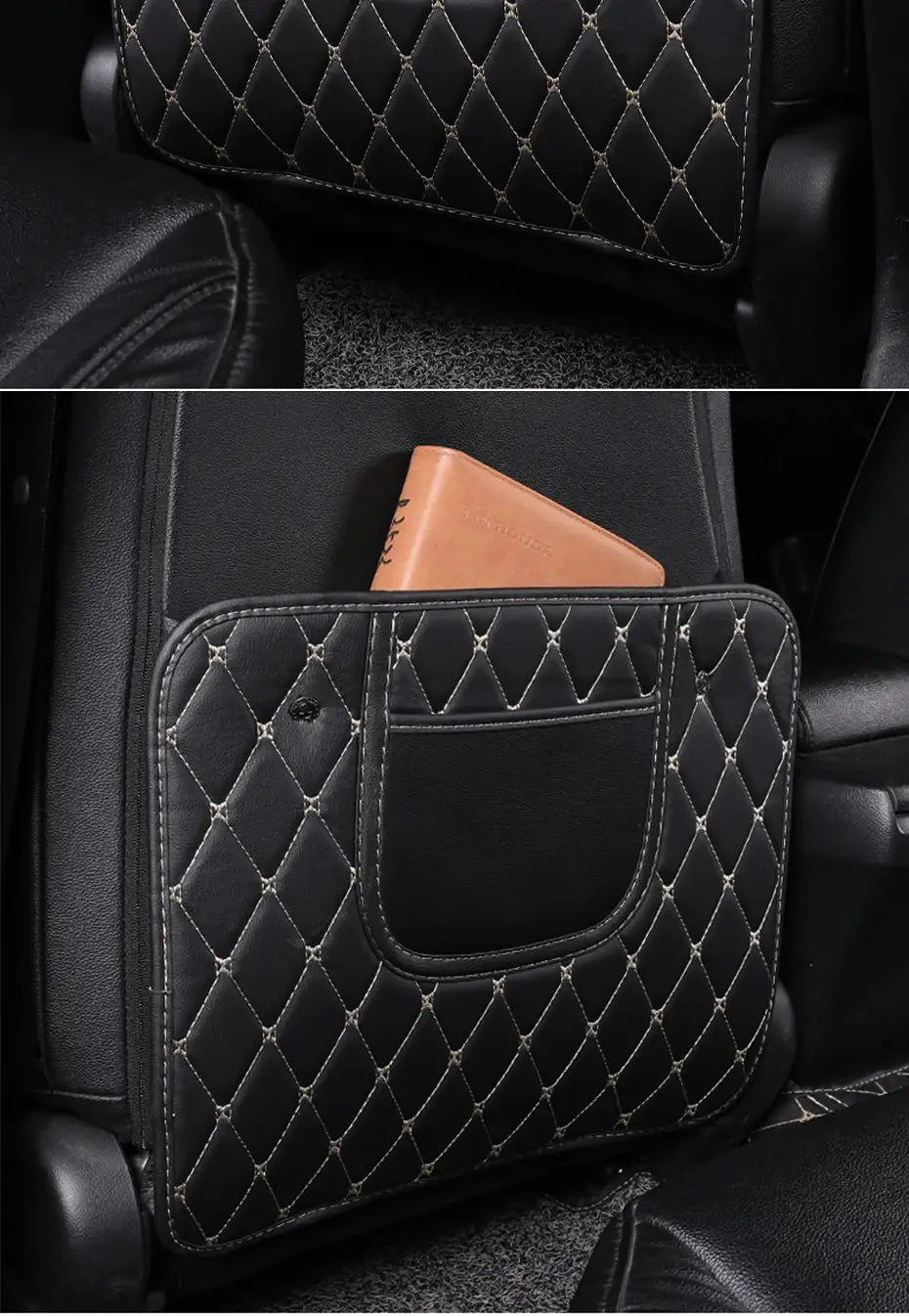 Black Car Seat Protector Pad with Red Stitching