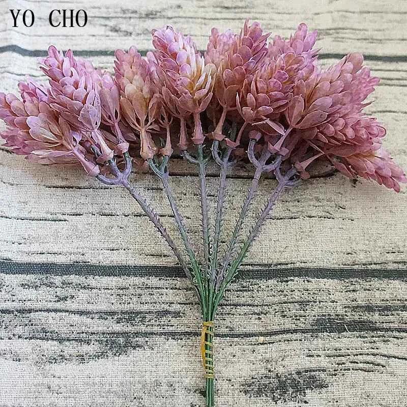 YO CHO Artificial Fake Plant Twigs Succulents Leaves 30 Heads Pineapple Grass Green Plastic Plant DIY Home Garden Wedding Decor by DSERS