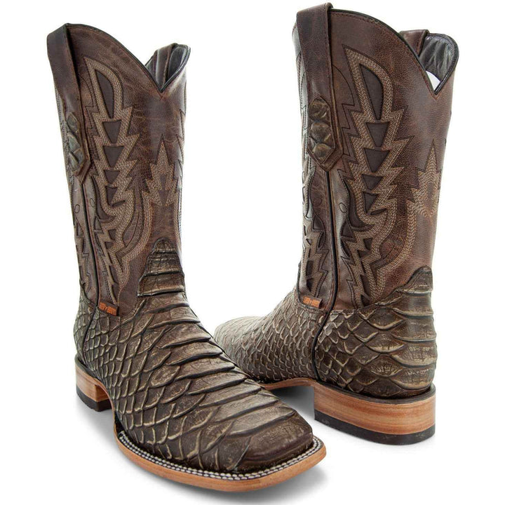 Soto Boots Mens Tan Python Print Boots H50032 - GiFTiFY