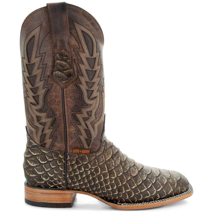 Soto Boots Mens Tan Python Print Boots H50032 - GiFTiFY