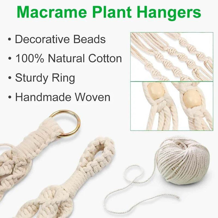 Hanging Plant Handmade Macrame Plant Hanger Flower Pot Planter Hanger Wall Decor Courtyard Garden Hanging Planter Hanging Basket - GiFTiFY