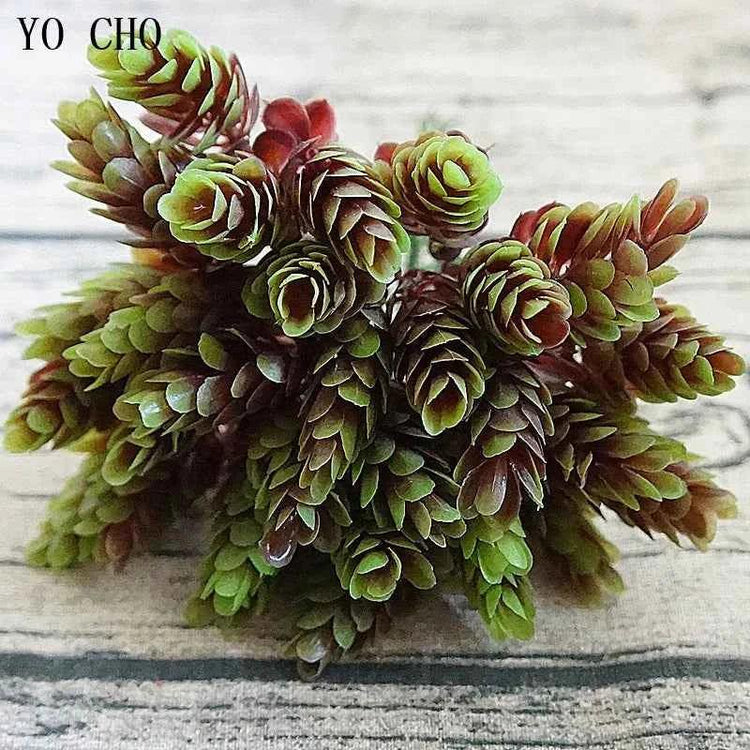 YO CHO Artificial Fake Plant Twigs Succulents Leaves 30 Heads Pineapple Grass Green Plastic Plant DIY Home Garden Wedding Decor