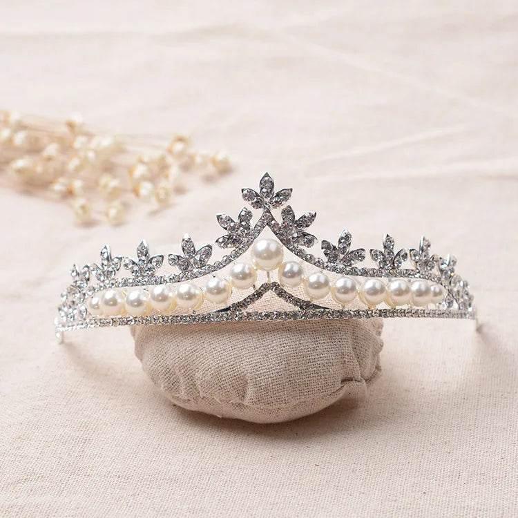 Magnificent Pearl Wedding Bridal Jewelry Sets Women Bride Wedding Party Jewelry Accessories Crystal Tiara Crown Earring Necklace Tiaras by DSERS