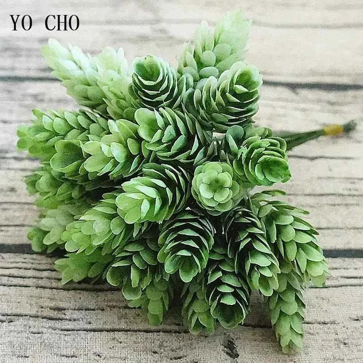 YO CHO Artificial Fake Plant Twigs Succulents Leaves 30 Heads Pineapple Grass Green Plastic Plant DIY Home Garden Wedding Decor