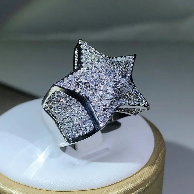 Gem Star Ring Quality Hip Hop Style
