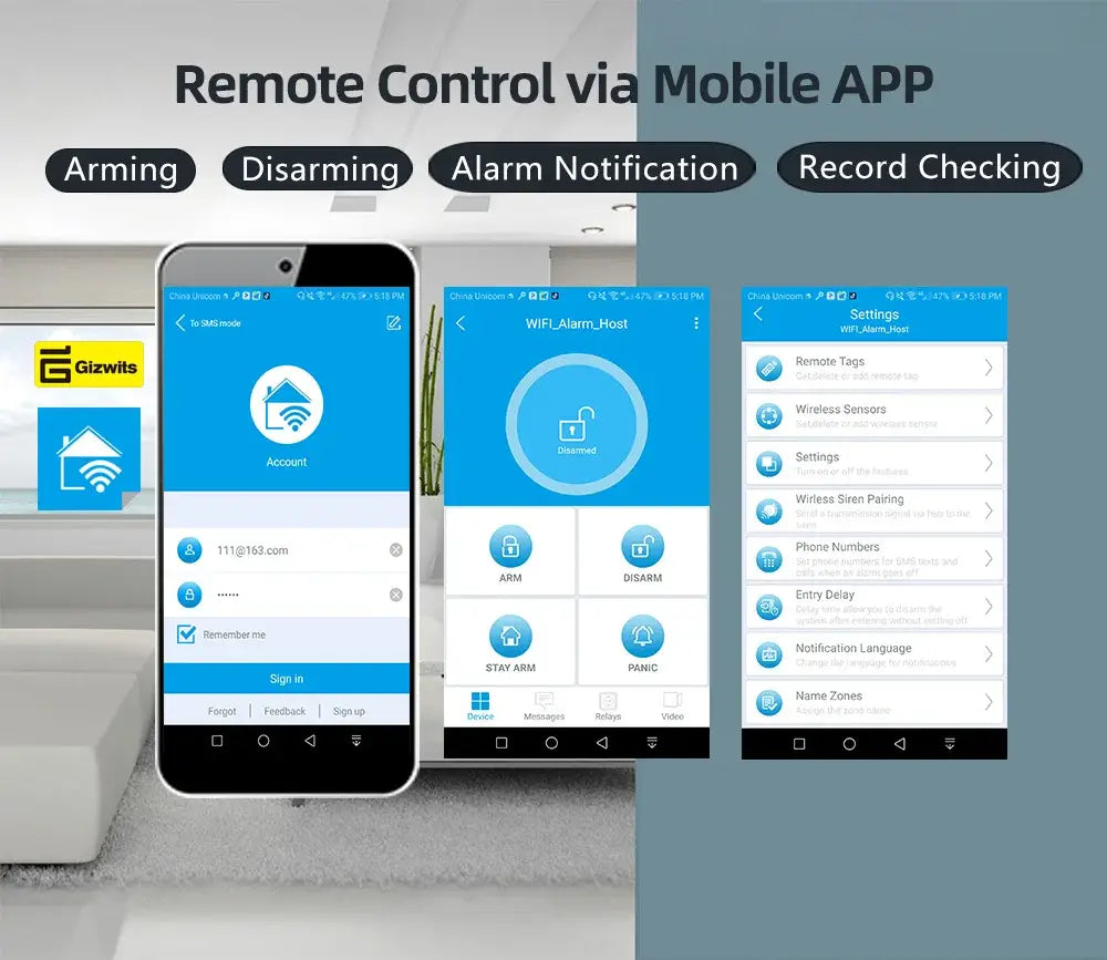 Home Burglar Security System with Camera WiFi GSM Home Security System