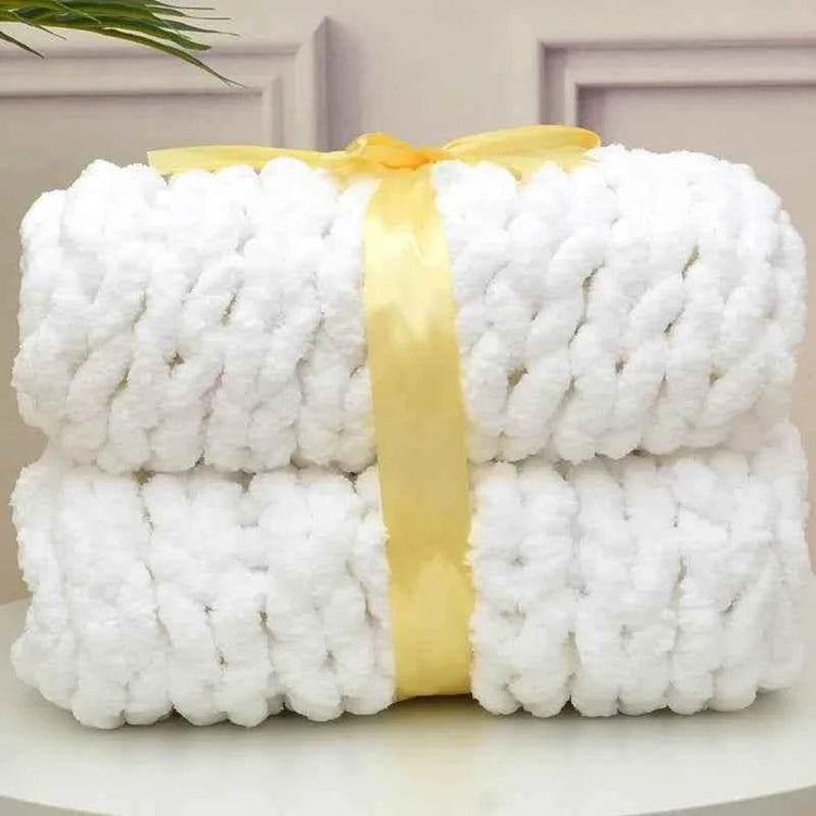 Hand Chunky Knitted Blanket Handmade Coarse Wool Woven Blanket Chenille Thick Blanket Sofa Blanket Photography Prop Blanket - GiFTiFY