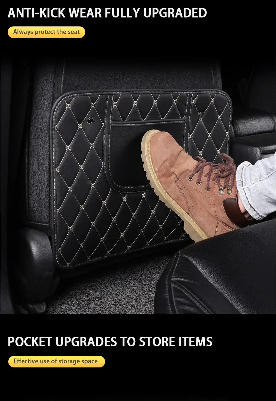 Black Car Seat Protector Pad with Red Stitching
