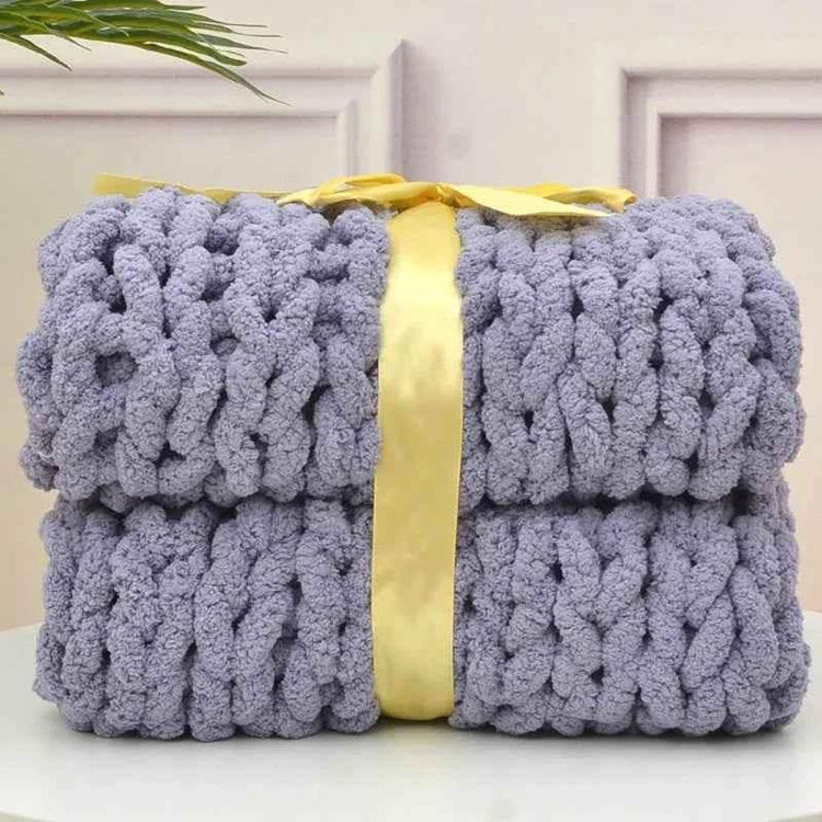 Hand Chunky Knitted Blanket Handmade Coarse Wool Woven Blanket Chenille Thick Blanket Sofa Blanket Photography Prop Blanket - GiFTiFY