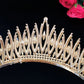 Baroque Sparkling Pink Crystal Bridal Tiaras Gold Color Rhinestone Pageant Crowns With Combs Headbands Wedding Hair Accessories DSERS