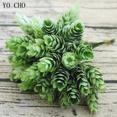 YO CHO Artificial Fake Plant Twigs Succulents Leaves 30 Heads Pineapple Grass Green Plastic Plant DIY Home Garden Wedding Decor