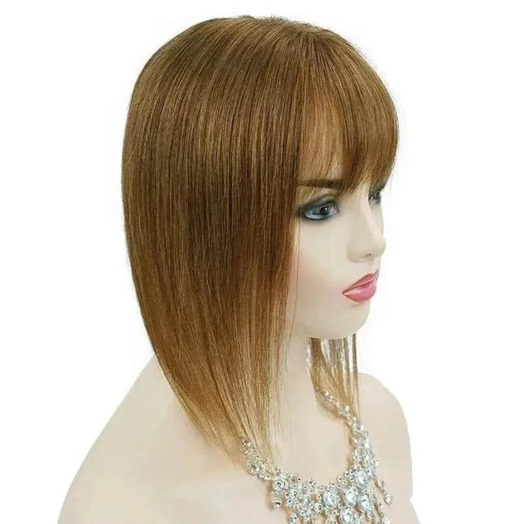 Doreen 13*13cm 8" 12" 16" Topper Hair with Bangs Real Remy Human Hair Toppers for Women With Thin Hair Silk Base with Hair Weft