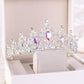 Baroque Gold Color Champagne Crystal Heart Bridal Tiara Crown Rhinestone Pageant Diadem Veil Tiara Headband Wedding Hair Jewelry GiFTiFY