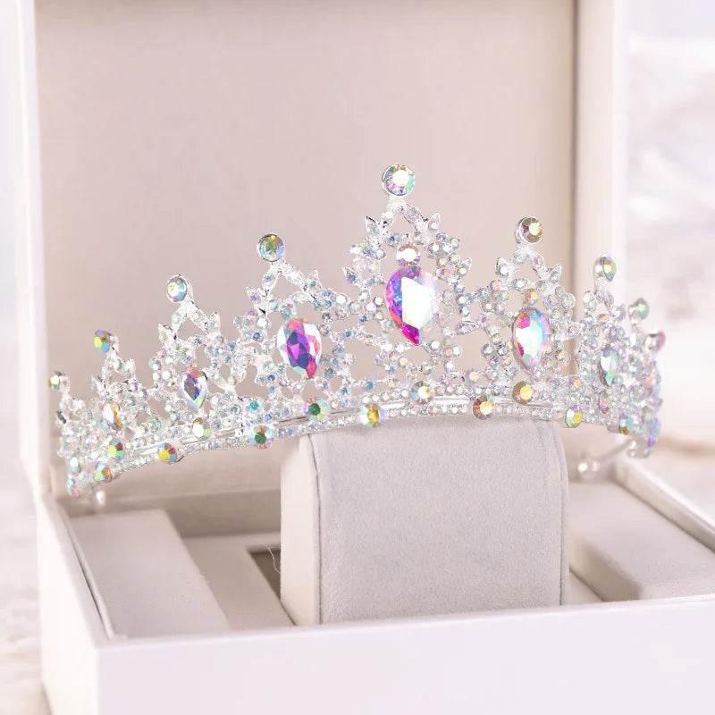 Baroque Gold Color Champagne Crystal Heart Bridal Tiara Crown Rhinestone Pageant Diadem Veil Tiara Headband Wedding Hair Jewelry Tiaras by DSERS