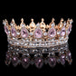 Luxury Retro Gold Color Pink Crystal Round Bridal Crown Classic Baroque Rhinestone Diadem Tiaras Women Wedding Hair Accessories GiFTiFY