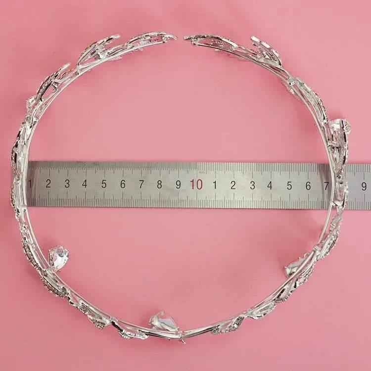 Luxury Crystal Crown Bridal Hair Accessories Wedding Rhinestone Waterdrop Leaf Tiara Crown Headband Frontlet Brides Hair Jewelry - GiFTiFY