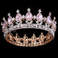 Luxury Retro Gold Color Pink Crystal Round Bridal Crown Classic Baroque Rhinestone Diadem Tiaras Women Wedding Hair Accessories GiFTiFY