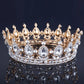Luxury Retro Gold Color Pink Crystal Round Bridal Crown Classic Baroque Rhinestone Diadem Tiaras Women Wedding Hair Accessories GiFTiFY