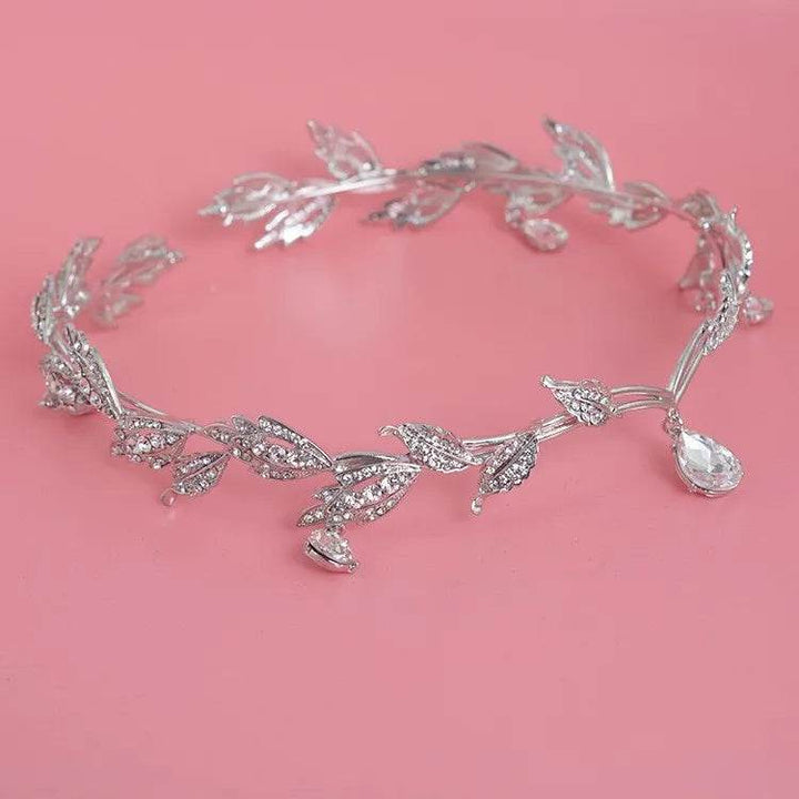 Luxury Crystal Crown Bridal Hair Accessories Wedding Rhinestone Waterdrop Leaf Tiara Crown Headband Frontlet Brides Hair Jewelry - GiFTiFY