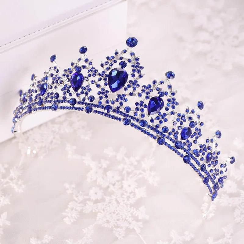 Baroque Gold Color Champagne Crystal Heart Bridal Tiara Crown Rhinestone Pageant Diadem Veil Tiara Headband Wedding Hair Jewelry Tiaras by DSERS