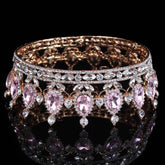 Luxury Retro Gold Color Pink Crystal Round Bridal Crown Classic Baroque Rhinestone Diadem Tiaras Women Wedding Hair Accessories - GiFTiFY