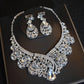 Luxury Big Rhinestone Bridal Jewelry Sets Silver Plated Crystal Crown Tiaras Choker Necklace Earrings Sets Wedding Accessories GiFTiFY