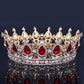 Luxury Retro Gold Color Pink Crystal Round Bridal Crown Classic Baroque Rhinestone Diadem Tiaras Women Wedding Hair Accessories GiFTiFY