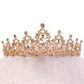 Baroque Gold Color Champagne Crystal Heart Bridal Tiara Crown Rhinestone Pageant Diadem Veil Tiara Headband Wedding Hair Jewelry GiFTiFY