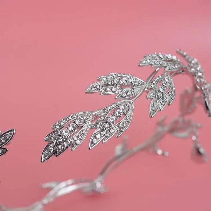 Luxury Crystal Crown Bridal Hair Accessories Wedding Rhinestone Waterdrop Leaf Tiara Crown Headband Frontlet Brides Hair Jewelry - GiFTiFY