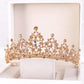 Baroque Gold Color Champagne Crystal Heart Bridal Tiara Crown Rhinestone Pageant Diadem Veil Tiara Headband Wedding Hair Jewelry GiFTiFY