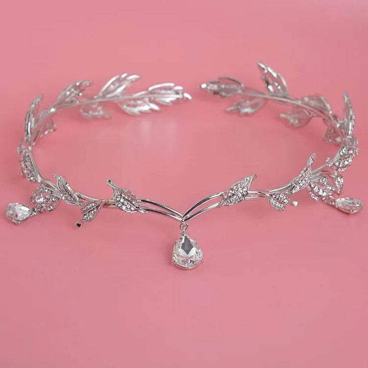 Luxury Crystal Crown Bridal Hair Accessories Wedding Rhinestone Waterdrop Leaf Tiara Crown Headband Frontlet Brides Hair Jewelry - GiFTiFY