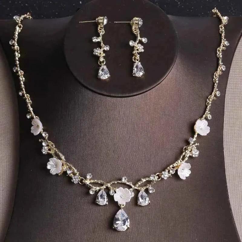 Baroque Gold Color Butterfly Crystal Costume Jewelry Sets Rhinestone Choker Necklace Earrings Tiaras Crown Wedding Jewelry Set by George Black