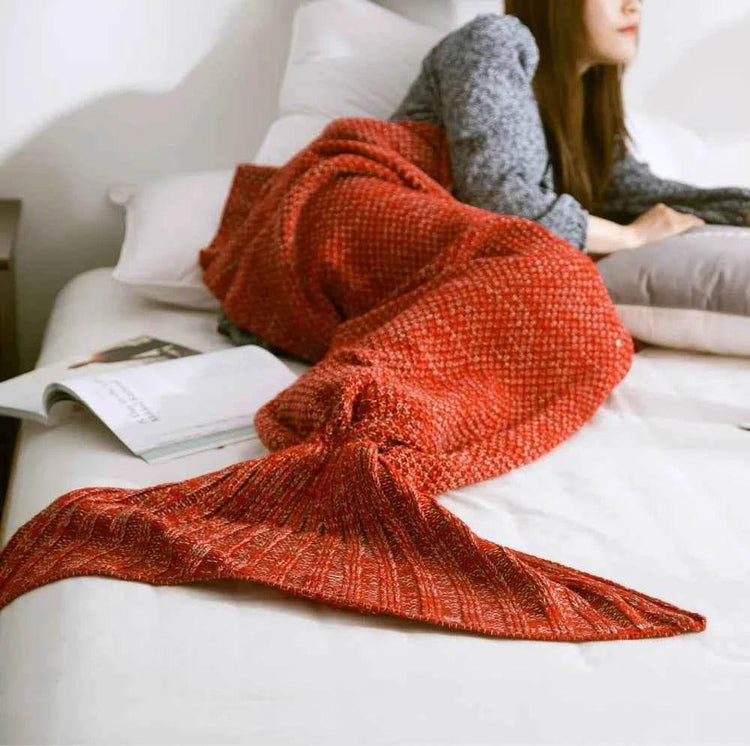 Hot Mermaid Tail Blanket Yarn Knitted Handmade Crochet Mermaid Blanket Super Soft Kids Adults Throw Bed Wrap Bedding 3 Sizes - GiFTiFY
