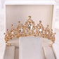 Baroque Gold Color Champagne Crystal Heart Bridal Tiara Crown Rhinestone Pageant Diadem Veil Tiara Headband Wedding Hair Jewelry GiFTiFY