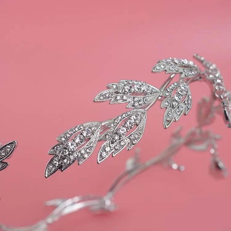 Luxury Crystal Crown Bridal Hair Accessories Wedding Rhinestone Waterdrop Leaf Tiara Crown Headband Frontlet Brides Hair Jewelry Tiaras by DSERS