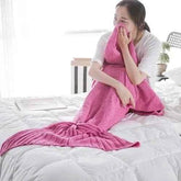 Hot Mermaid Tail Blanket Yarn Knitted Handmade Crochet Mermaid Blanket Super Soft Kids Adults Throw Bed Wrap Bedding 3 Sizes - GiFTiFY