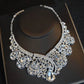 Luxury Big Rhinestone Bridal Jewelry Sets Silver Plated Crystal Crown Tiaras Choker Necklace Earrings Sets Wedding Accessories GiFTiFY