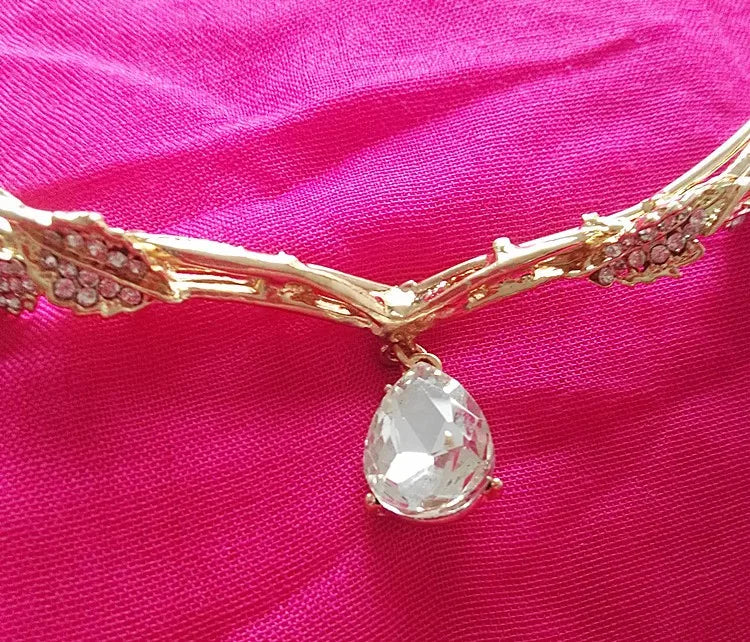 Luxury Crystal Crown Bridal Hair Accessories Wedding Rhinestone Waterdrop Leaf Tiara Crown Headband Frontlet Brides Hair Jewelry GiFTiFY