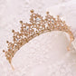Baroque Gold Color Champagne Crystal Heart Bridal Tiara Crown Rhinestone Pageant Diadem Veil Tiara Headband Wedding Hair Jewelry GiFTiFY
