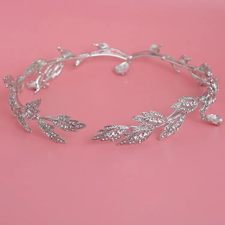 Luxury Crystal Crown Bridal Hair Accessories Wedding Rhinestone Waterdrop Leaf Tiara Crown Headband Frontlet Brides Hair Jewelry GiFTiFY