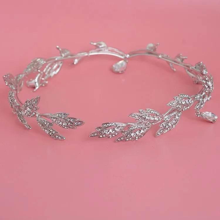 Luxury Crystal Crown Bridal Hair Accessories Wedding Rhinestone Waterdrop Leaf Tiara Crown Headband Frontlet Brides Hair Jewelry - GiFTiFY