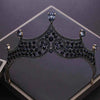 Vintage Black Crystal Beads Bridal Tiaras Crown Rhinestone Diadem Pageant Baroque Crowns Bride Hairband Wedding Hair Accessories