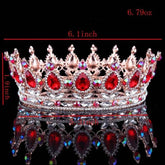 Luxury Retro Gold Color Pink Crystal Round Bridal Crown Classic Baroque Rhinestone Diadem Tiaras Women Wedding Hair Accessories - GiFTiFY