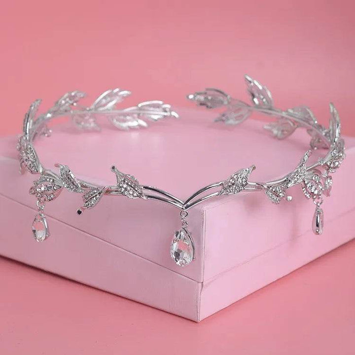 Luxury Crystal Crown Bridal Hair Accessories Wedding Rhinestone Waterdrop Leaf Tiara Crown Headband Frontlet Brides Hair Jewelry - GiFTiFY