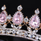 Luxury Retro Gold Color Pink Crystal Round Bridal Crown Classic Baroque Rhinestone Diadem Tiaras Women Wedding Hair Accessories GiFTiFY